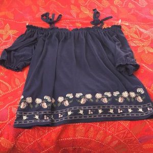 off the shoulder tie top